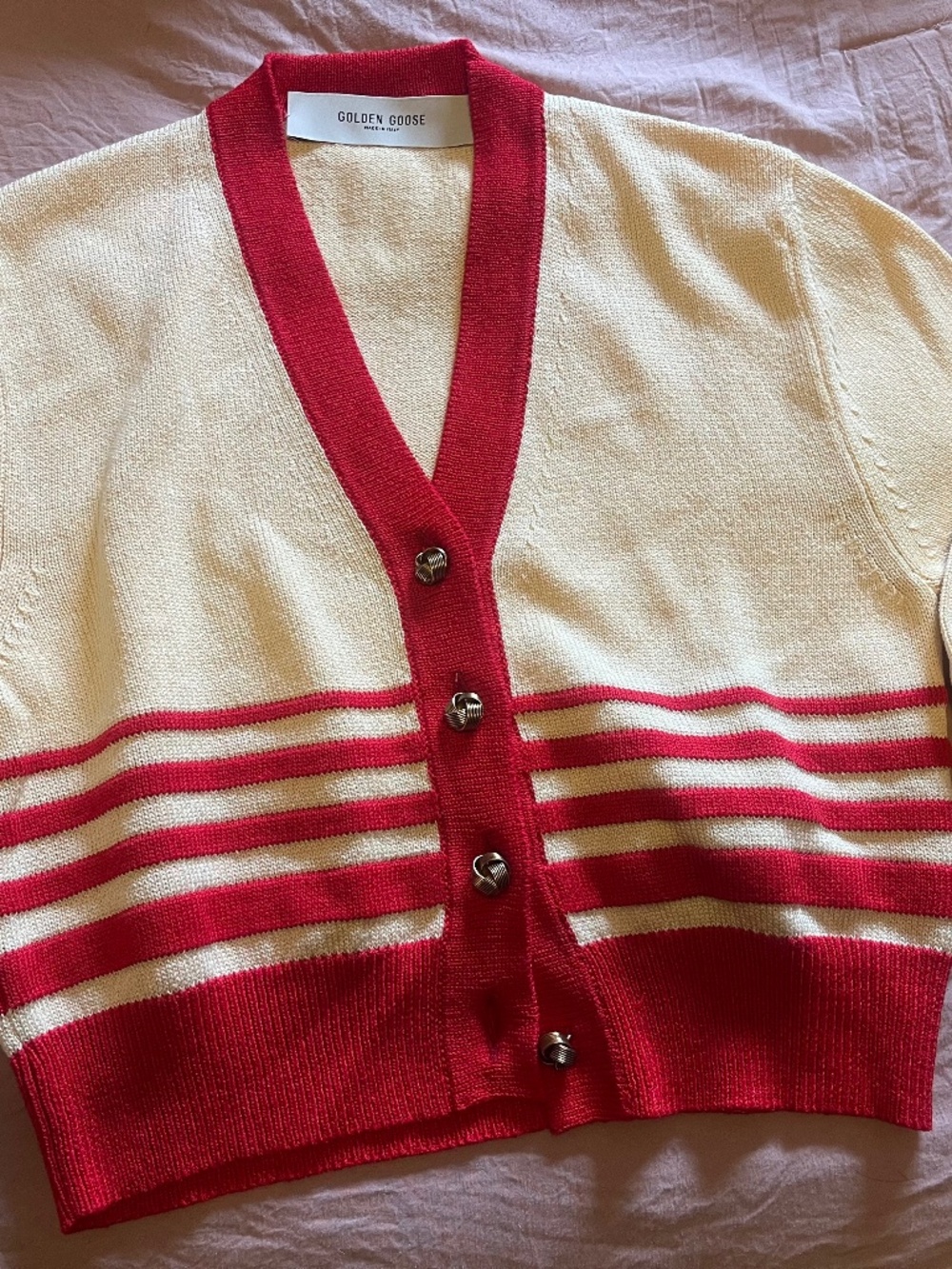 Golden Goose Women Red Striped Cardigan XXS